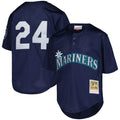 Ken Griffey Jr. Seattle Mariners Youth Cooperstown Collection Mesh Batting Practice Jersey - Navy