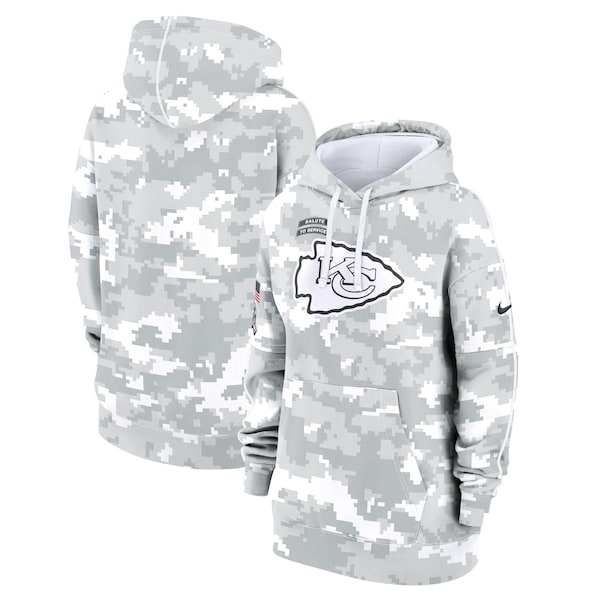 Kansas City Chiefs Nike Women's 2024 Salute To Service Club Fleece Pullover Hoodie - Arctic Camo