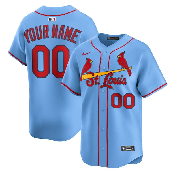 St. Louis Cardinals Nike Alternate Limited Custom Jersey - Light Blue/White