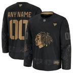 Chicago Blackhawks  2024 Military Appreciation Personalized Long Sleeve Practice Jersey - Black