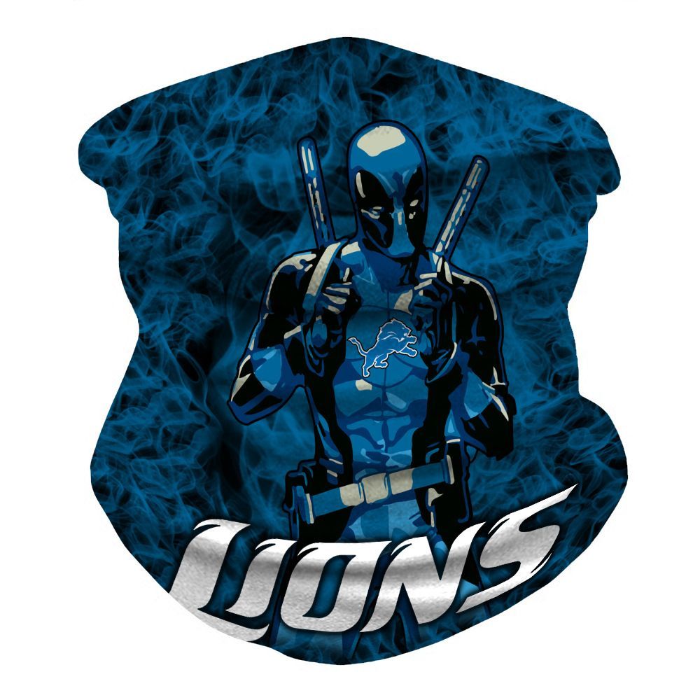 DETROIT LIONS & BLUE DEADPOOL FACE MASK BANDANAS