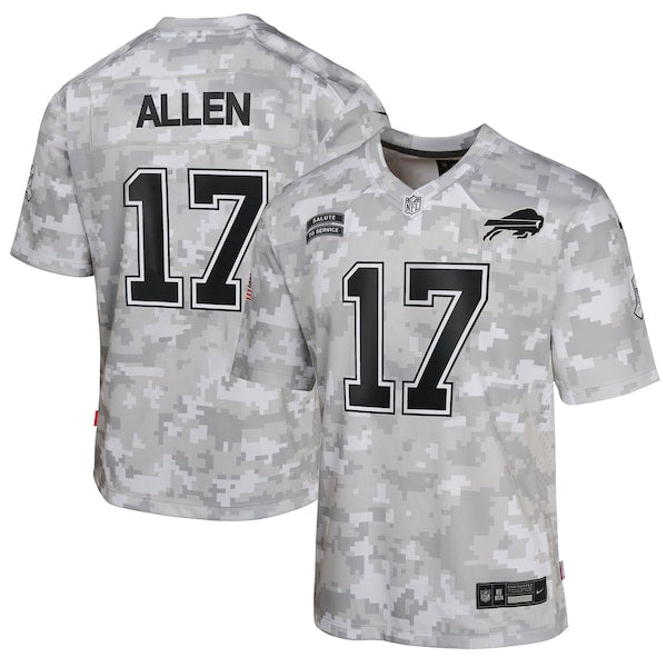 Josh Allen Buffalo Bills Nike Youth 2024 Salute to Service Game Jersey - Arctic Camo