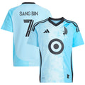 Jeong Sang-bin Minnesota United FC adidas Youth 2025 CONVERGENCE Replica Player Jersey - Blue