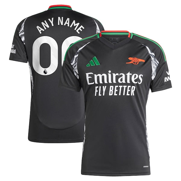 Arsenal adidas 2024/25 Away Replica Custom Jersey - Black/Red/Aqua