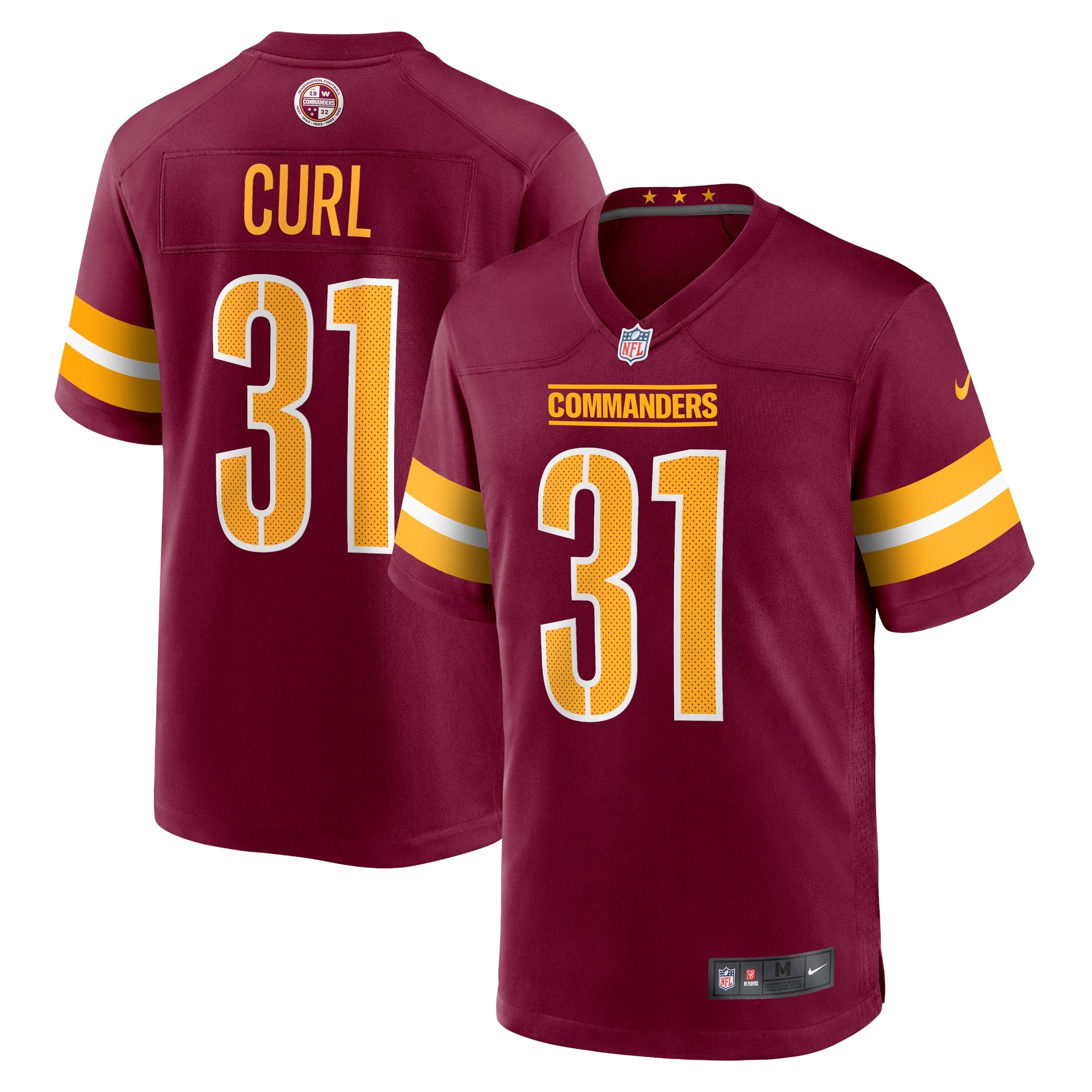 Kamren Curl Washington Commanders Nike Game Jersey - White/Black/Burgundy