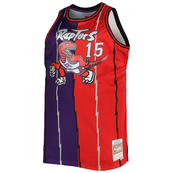 Vince Carter Toronto Raptors Big & Tall Hardwood Classics 1998/99 Split Swingman Jersey - Purple/Red