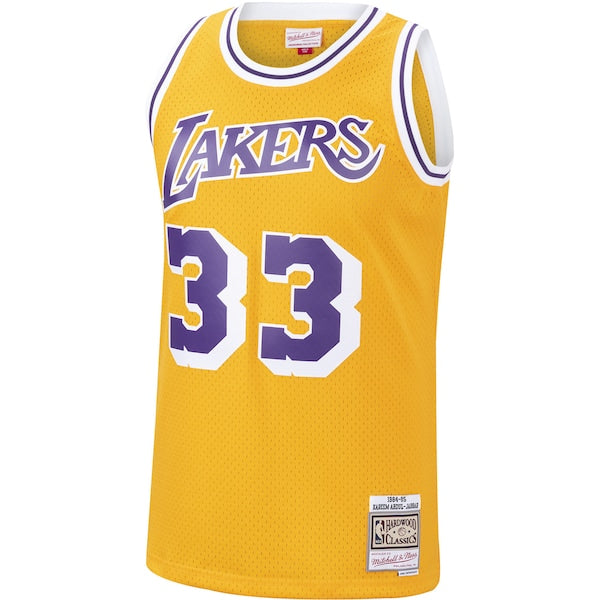 Kareem Abdul-Jabbar Los Angeles Lakers  Hardwood Classics Swingman Jersey - Gold/Purple