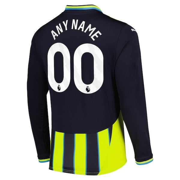 Manchester City Puma 2024/25 Away Replica Long Sleeve Custom Jersey - Navy