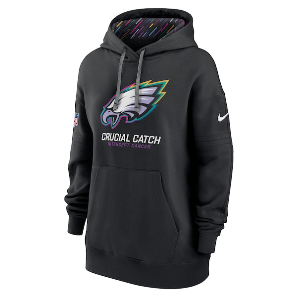 Philadelphia Eagles Nike Women's 2024 NFL Crucial Catch Club Pullover Hoodie - Black