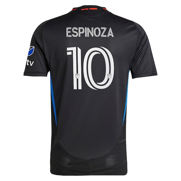 Cristian Espinoza San Jose Earthquakes adidas 2025 Headliner Authentic Player Jersey - Black