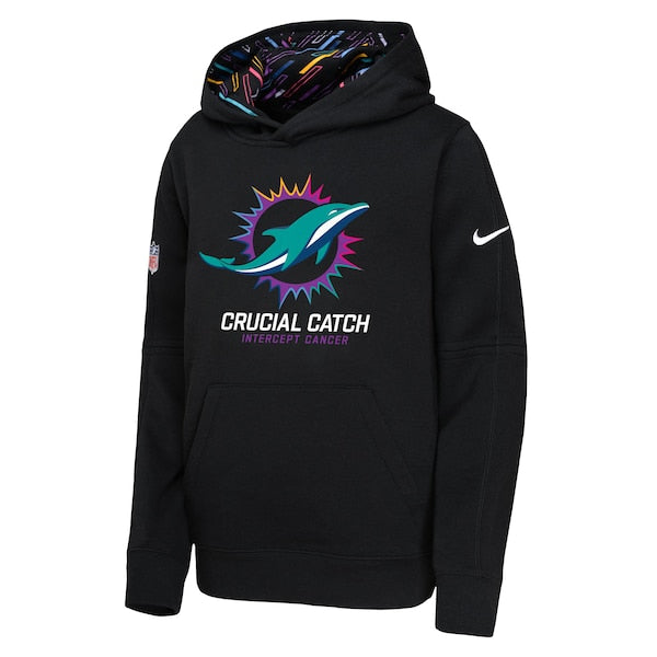 Miami Dolphins Nike Youth 2024 NFL Crucial Catch Pullover Hoodie - Black