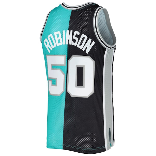 David Robinson San Antonio Spurs Hardwood Classics 1998/99 Split Swingman Jersey - Black/Teal