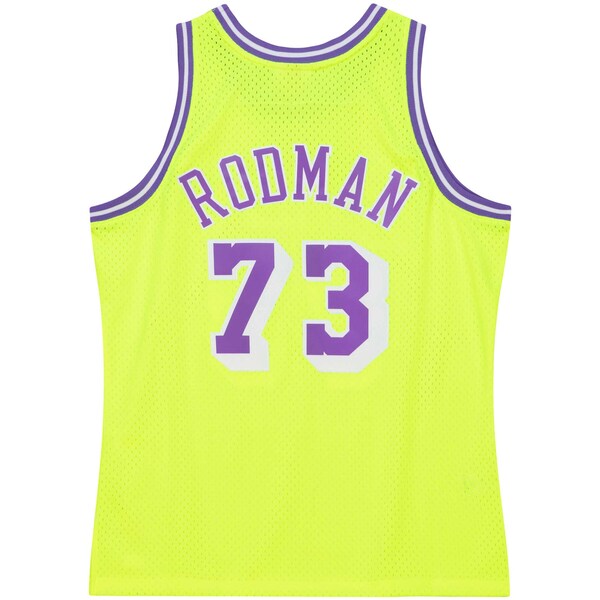 Dennis Rodman Los Angeles Lakers  Hardwood Classics 1998/99 Tropical Swingman Jersey - Neon Yellow
