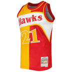Dominique Wilkins Atlanta Hawks Hardwood Classics 1986/87 Split Swingman Jersey - Yellow/Red