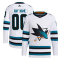 San Jose Sharks adidas  Away  Primegreen Authentic Custom Jersey - White