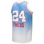 Reggie Theus Sacramento Kings 1985/86 Hardwood Classics Fadeaway Swingman Player Jersey - White/Light Blue