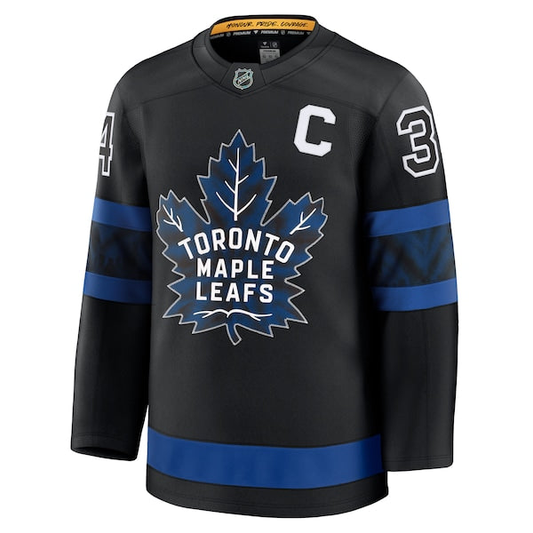 Auston Matthews Toronto Maple Leafs  Captain Patch Alternate Premium Jersey - Black/Blue