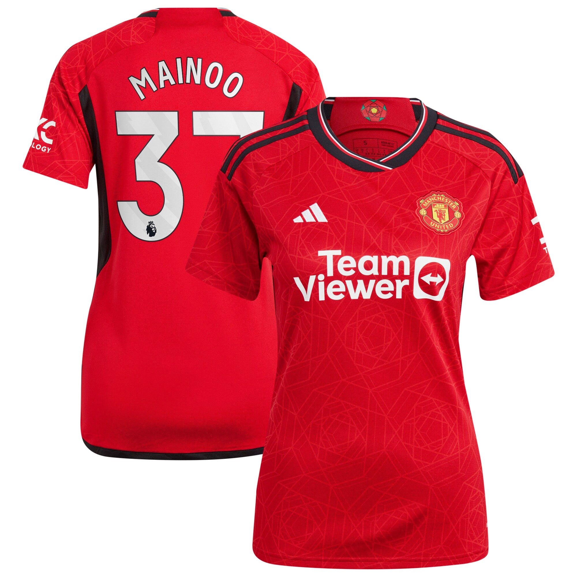 Kobbie Mainoo Manchester United adidas Women's 2023/24 Away Replica Player Jersey - Green/Red
