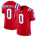 Christian Gonzalez New England Patriots Nike Alternate Vapor F.U.S.E. Limited Jersey - Red/Navy