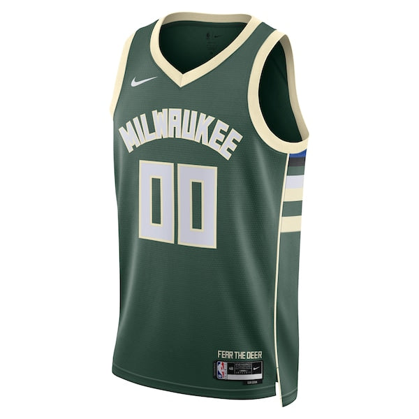Milwaukee Bucks Nike Unisex Swingman Custom Jersey Hunter Green - Icon Edition