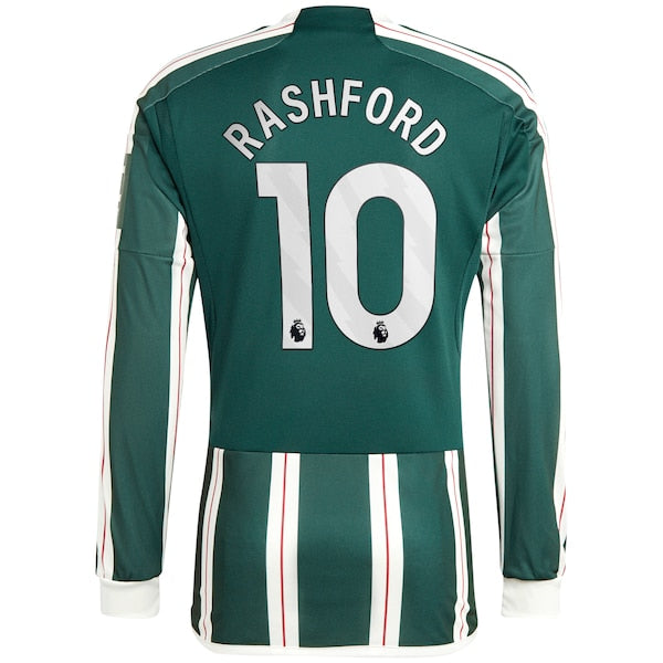 Marcus Rashford Manchester United adidas 2023/24 Away Long Sleeve Replica Player Jersey - Green/Red