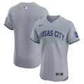 Kansas City Royals Nike Road Vapor Premier Elite Patch Jersey - Gray