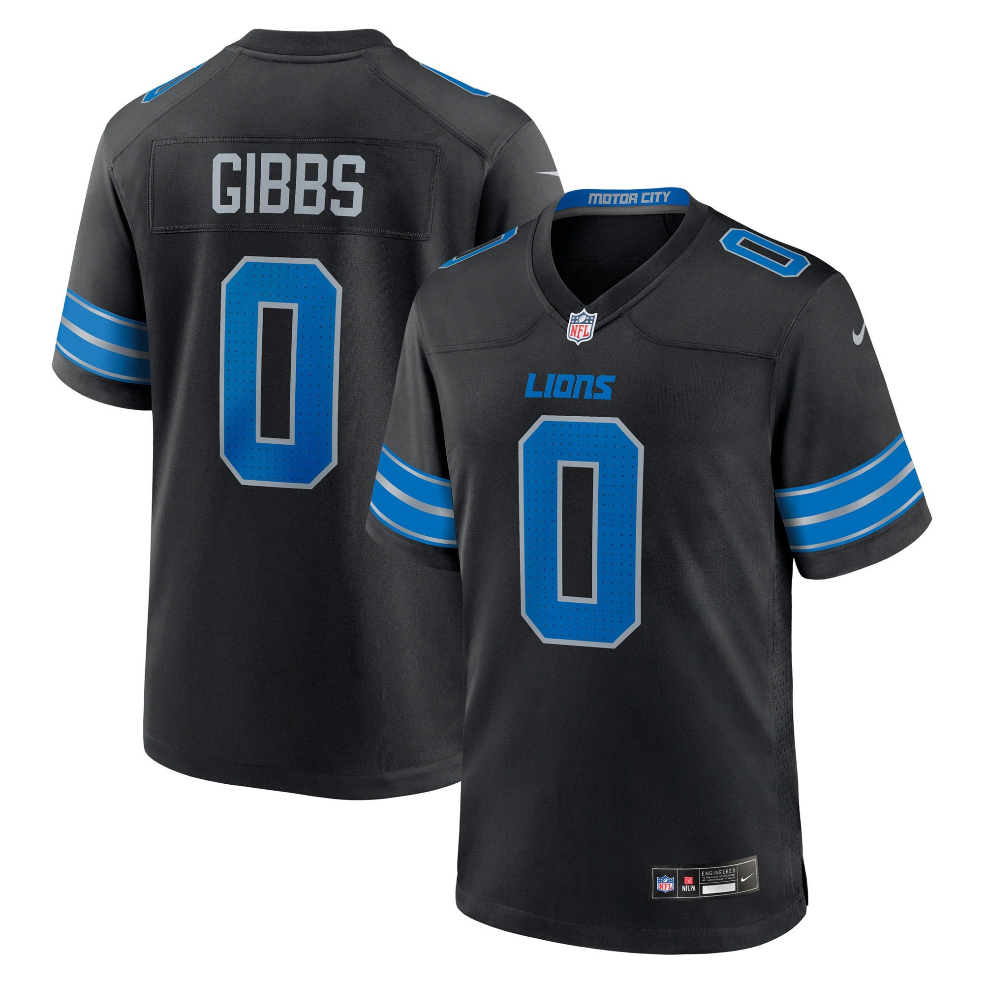 Jahmyr Gibbs Detroit Lions Nike Game Player Jersey - White/Blue/Black