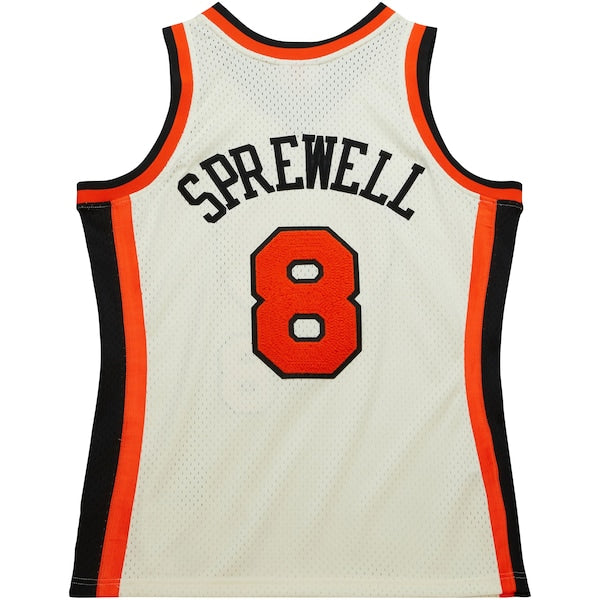Latrell Sprewell New York Knicks Chainstitch Swingman Jersey - Cream