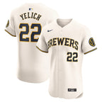 Christian Yelich Milwaukee Brewers Nike Home Elite Player Jersey - Cream