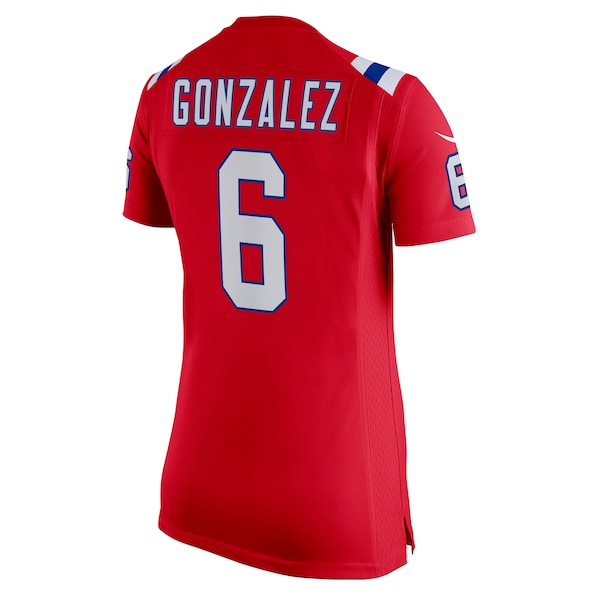 Christian Gonzalez New England Patriots Nike Women's Alternate Team Game Jersey - Red/Navy/White