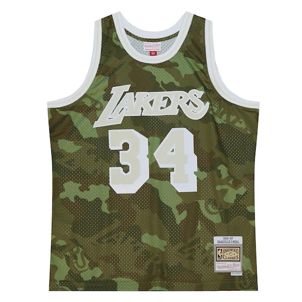 Shaquille O'Neal Los Angeles Lakers Hardwood Classics 1996/97 Ghost Green Swingman Jersey - Camo