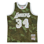 Shaquille O'Neal Los Angeles Lakers Hardwood Classics 1996/97 Ghost Green Swingman Jersey - Camo