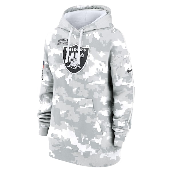 Las Vegas Raiders Nike Women's 2024 Salute To Service Club Fleece Pullover Hoodie - Arctic Camo