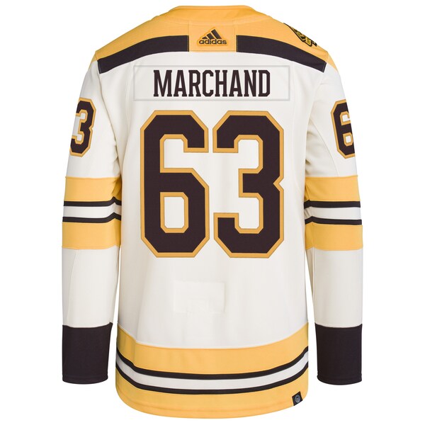 Brad Marchand Boston Bruins adidas  Primegreen 100th Anniversary Authentic Player Jersey - Cream