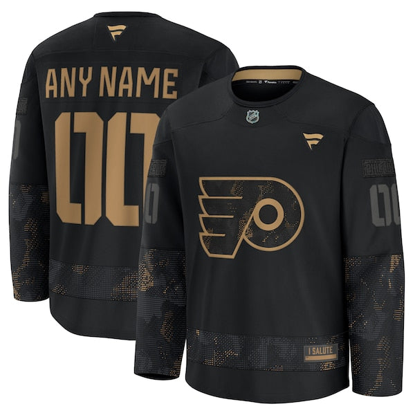 Philadelphia Flyers  2024 Military Appreciation Personalized Long Sleeve Practice Jersey - Black