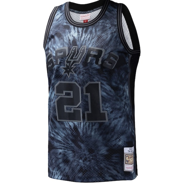 Tim Duncan San Antonio Spurs Hardwood Classics 1998/99 Tie-Dye Swingman Jersey - Black