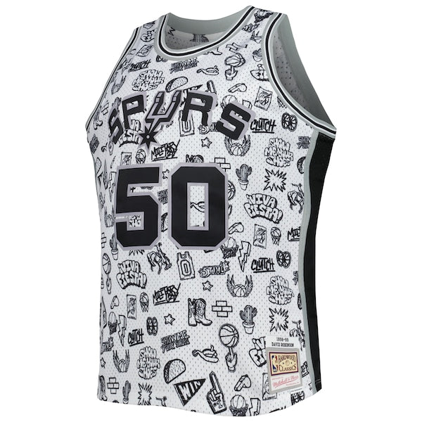 David Robinson San Antonio Spurs 1998/99 Hardwood Classics Doodle Swingman Player Jersey - White