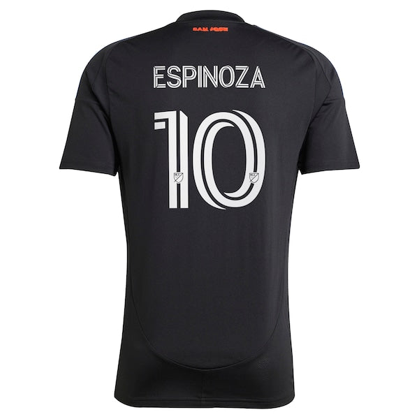 Cristian Espinoza San Jose Earthquakes adidas 2025 Headliner Replica Player Jersey - Black