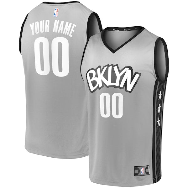 Brooklyn Nets  Youth Custom Fast Break Replica Jersey Gray - Statement Edition