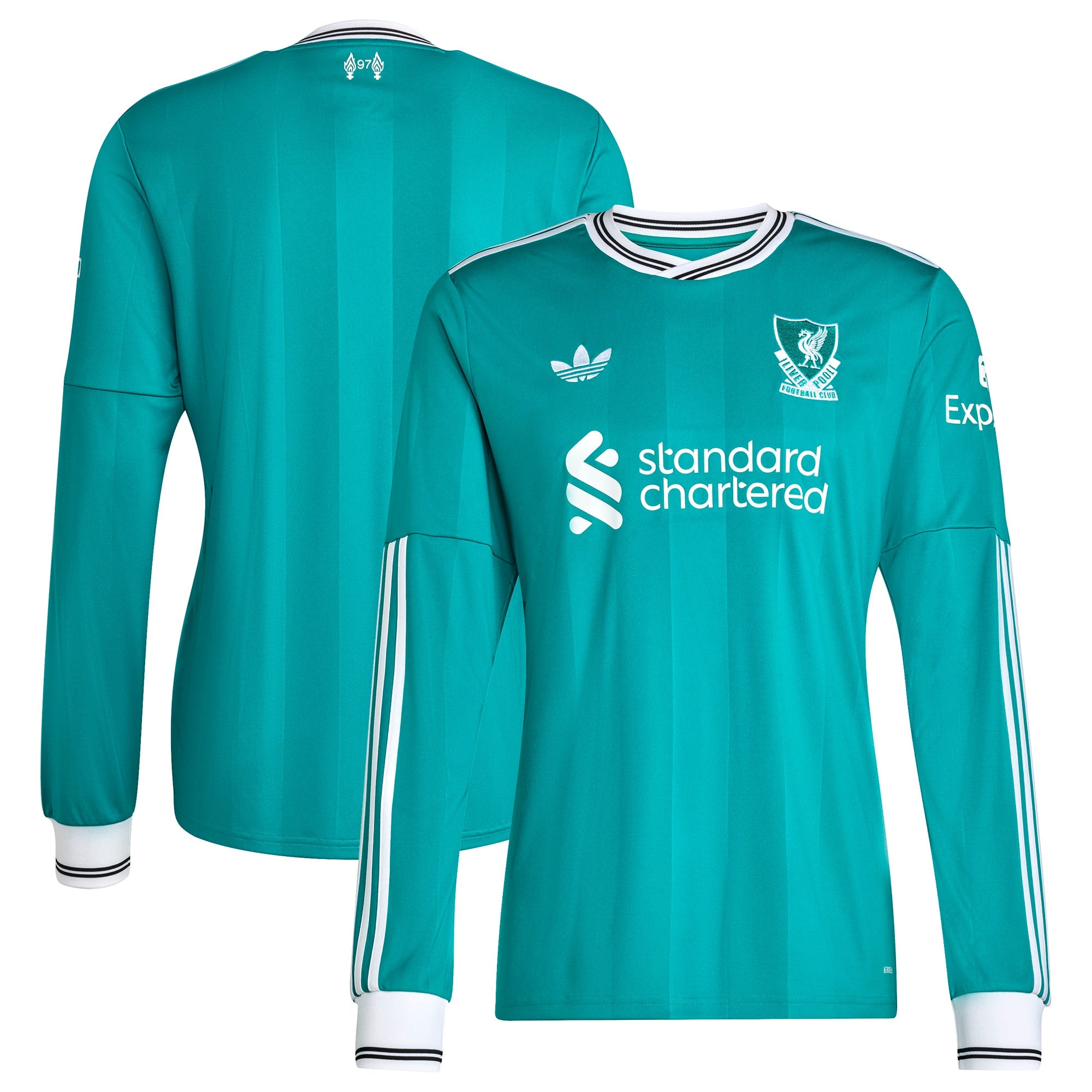 Liverpool adidas 2025/26 Away Replica Long Sleeve Jersey - White/Red/Green