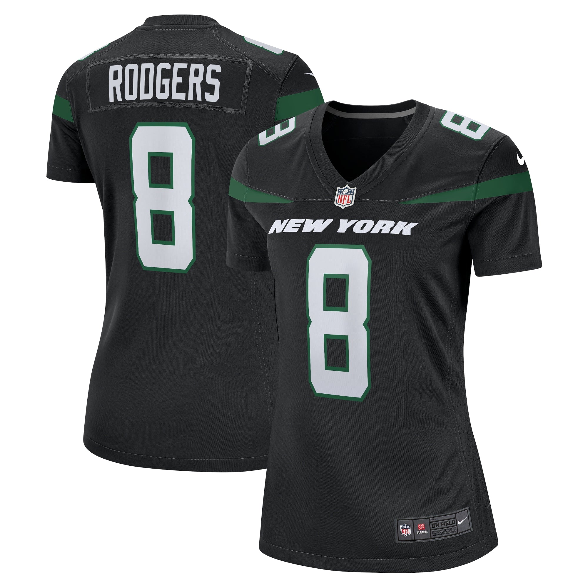 Aaron Rodgers New York Jets Nike Women's Player Jersey - White/Black/Green