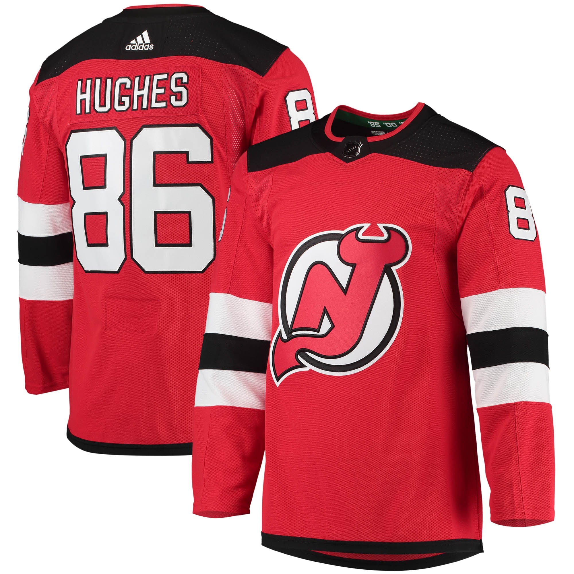 Jack Hughes New Jersey Devils adidas Alternate Primegreen Authentic Player Jersey - Black/Red