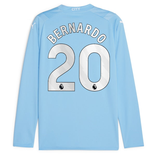 Bernardo Silva Manchester City Puma 2023/24 Home Replica Player Long Sleeve Jersey - Sky Blue