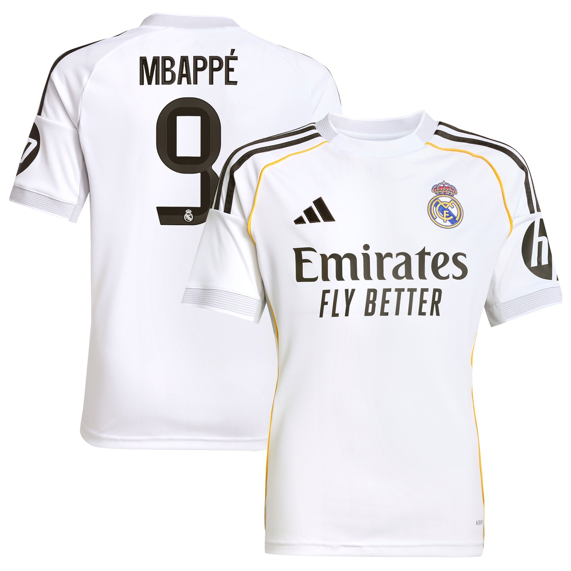Kylian Mbappé Los Merengues adidas Youth 2025/26 Away Replica Player Jersey - Blue/White