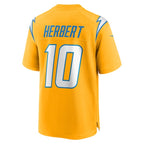 Justin Herbert Los Angeles Chargers Nike Youth Alternate Charger Power Game Player Jersey - Gold/Navy