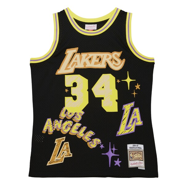 Shaquille O'Neal Los Angeles Lakers  1996/97 Swingman Sidewalk Sketch Jersey - Black
