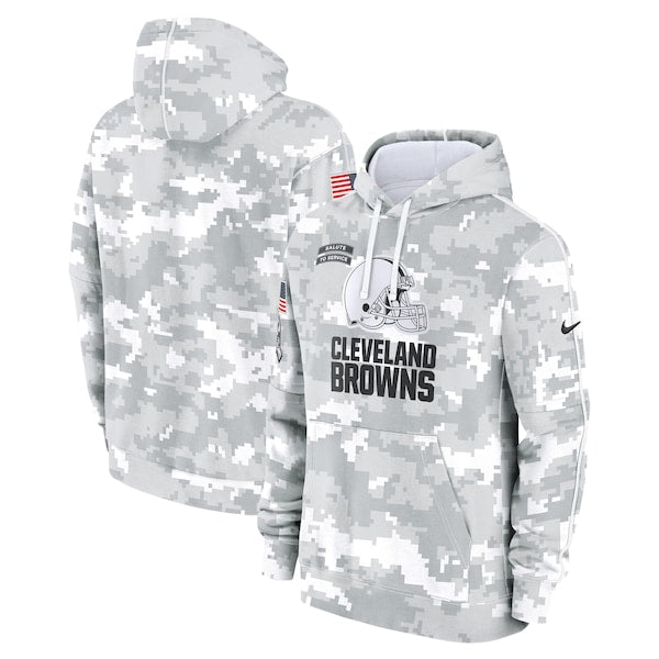 Cleveland Browns Nike 2024 Salute to Service Club Fleece Pullover Hoodie - Arctic Camo