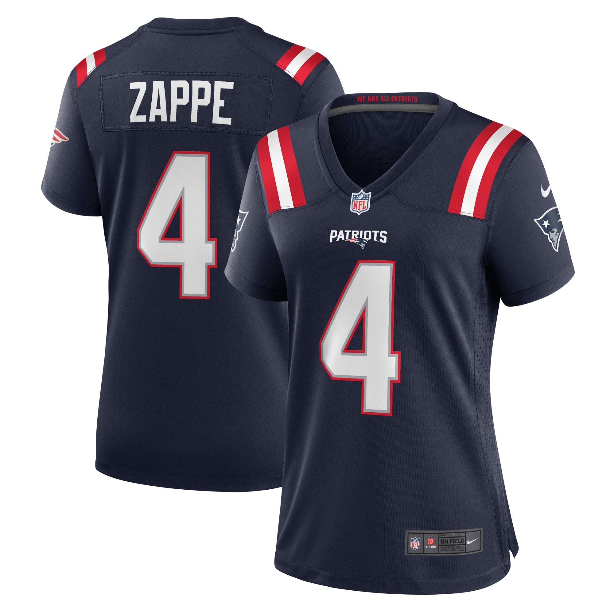 Bailey Zappe New England Patriots Nike Women's Alternate Game Player Jersey - Red/Navy/White