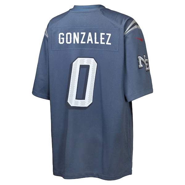 Christian Gonzalez New England Patriots Nike Youth 2025 Rivalries Collection Game Jersey - Storm Blue