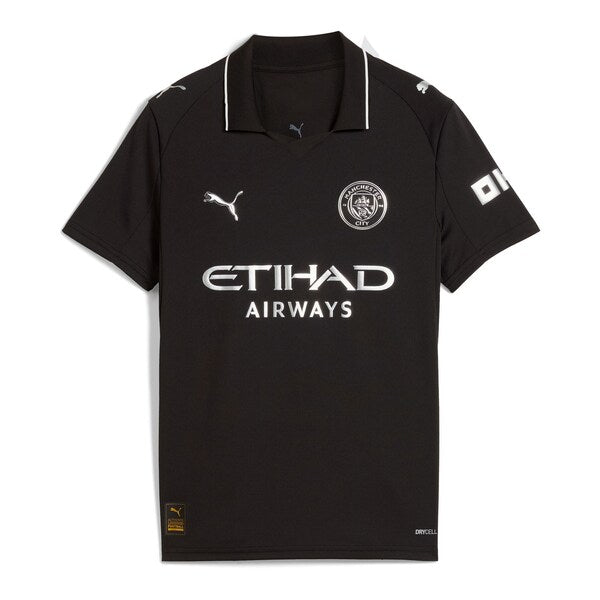 Manchester City Puma Youth 2025/26 Away Replica Custom Jersey - Black/Green/Light Blue